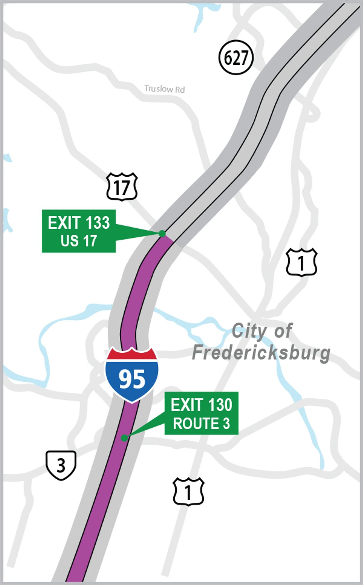 I-95 SOUTHBOUND RAPPAHANNOCK RIVER CROSSING Map