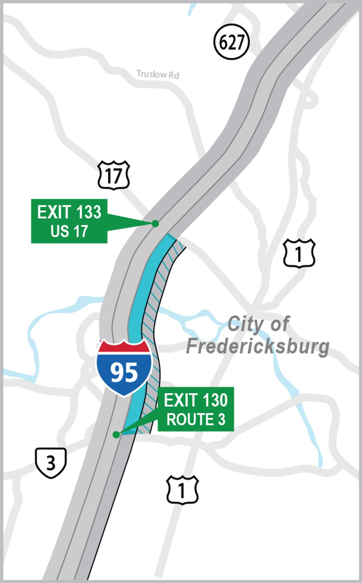 95 Northbound Rappahannock River Crossing Map