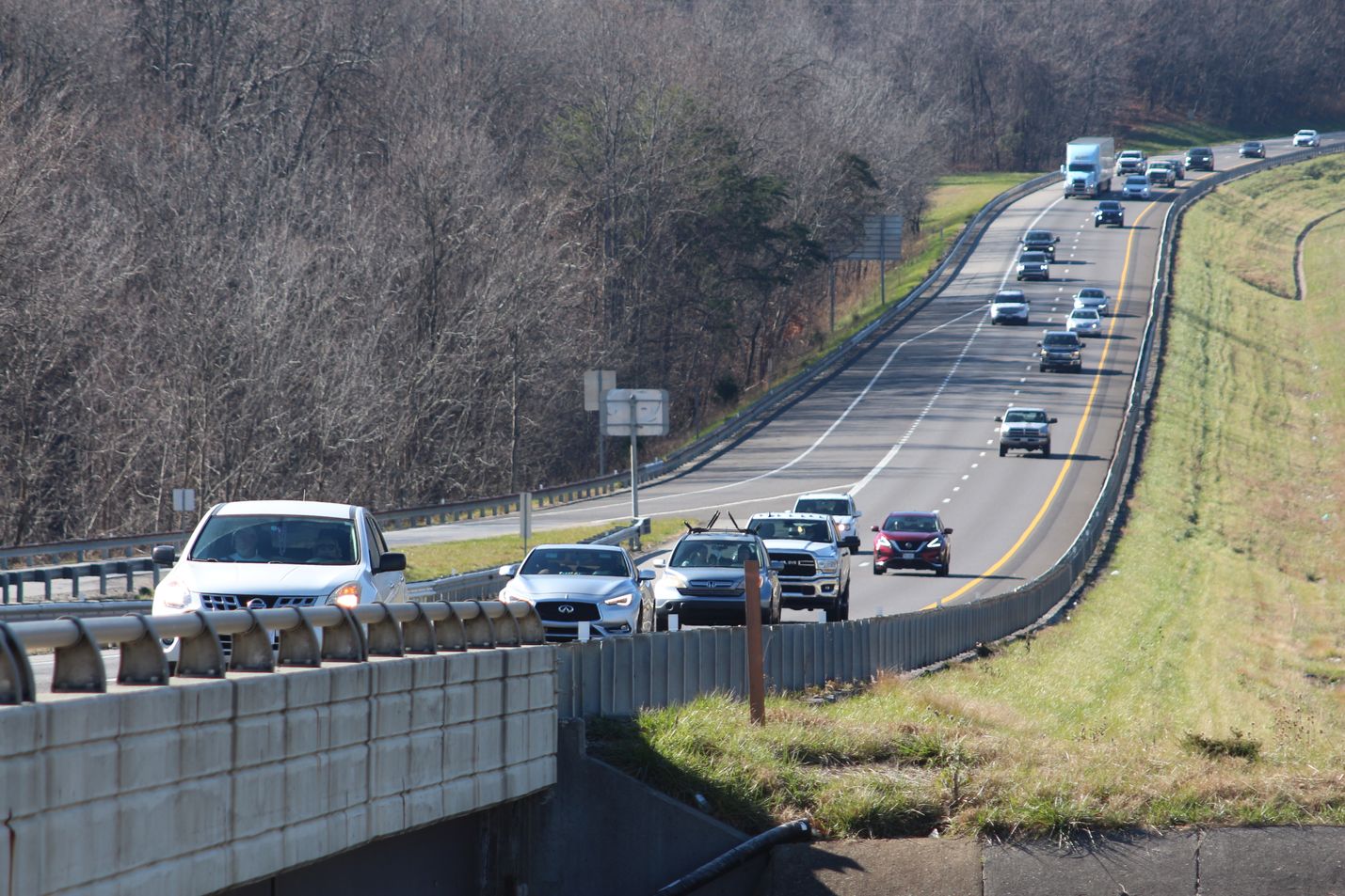 Cars and trucks move along a section of I-81 near Ironto