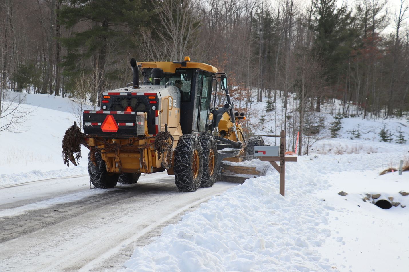 Plowing a secondary road in Roanoke County (Jan. 26, 2026)