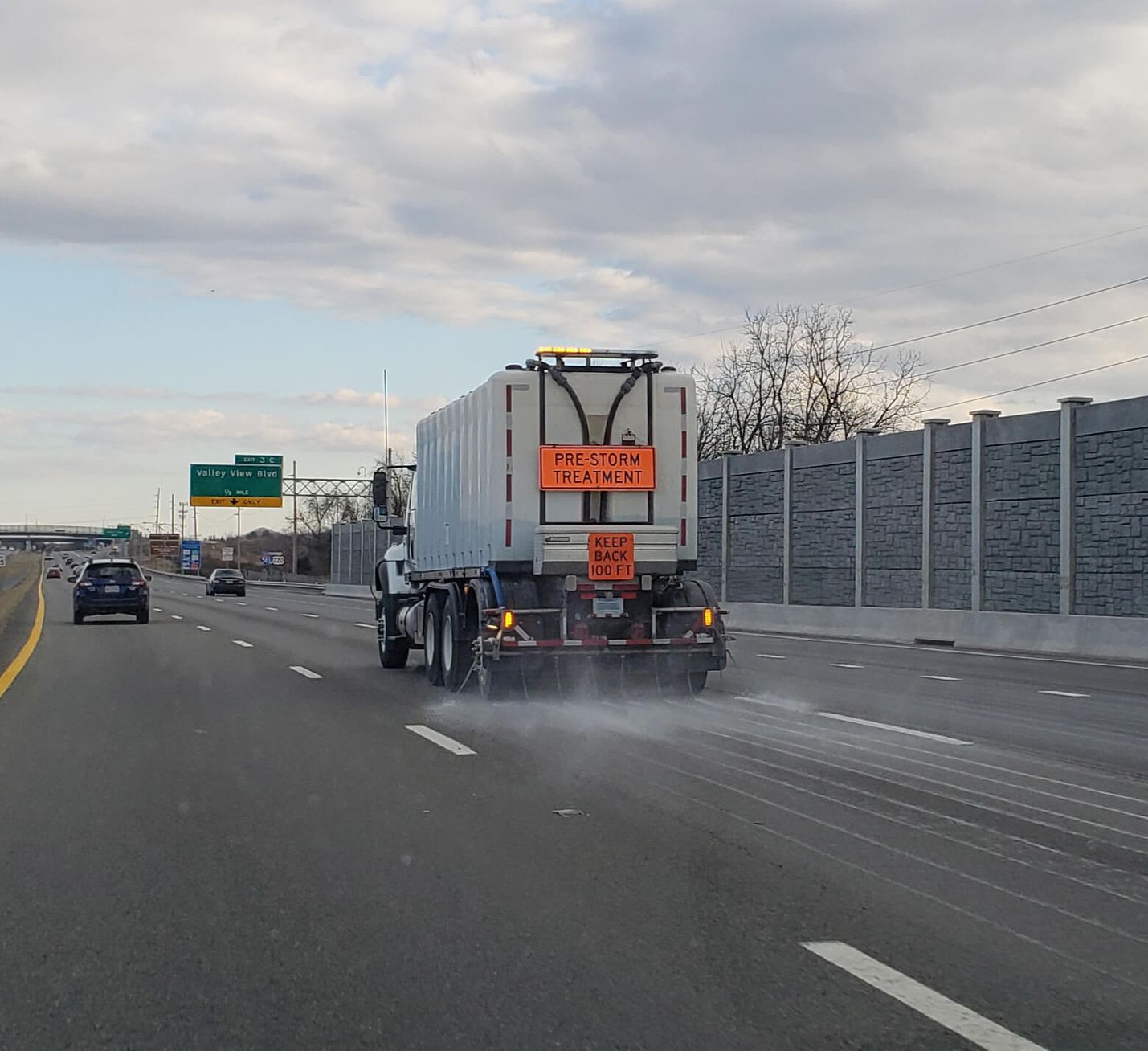 Truck treating roads for Winter Weather.