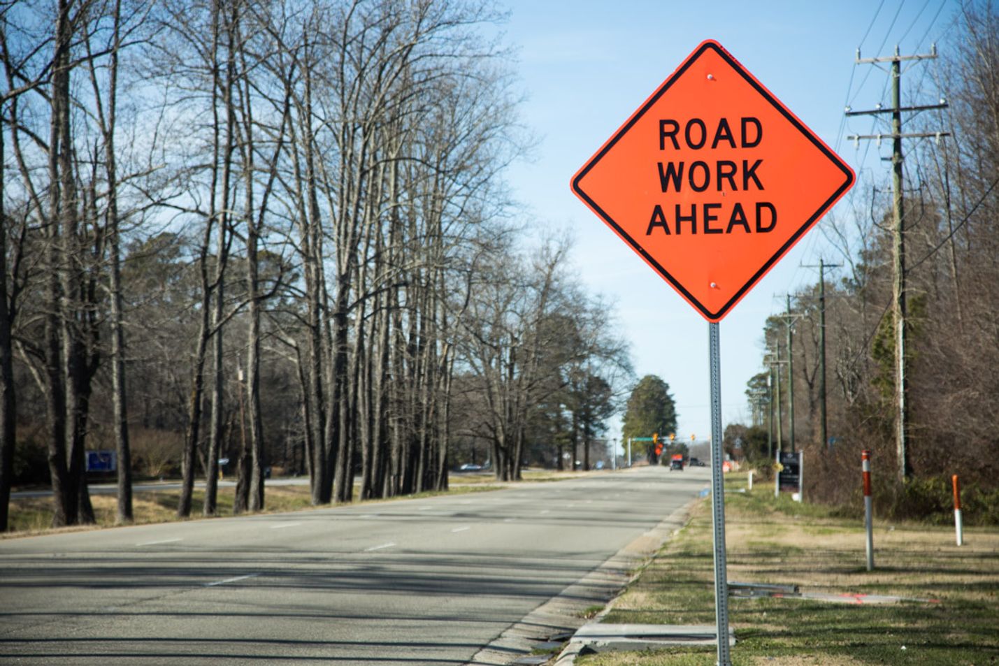 Road work ahead sign