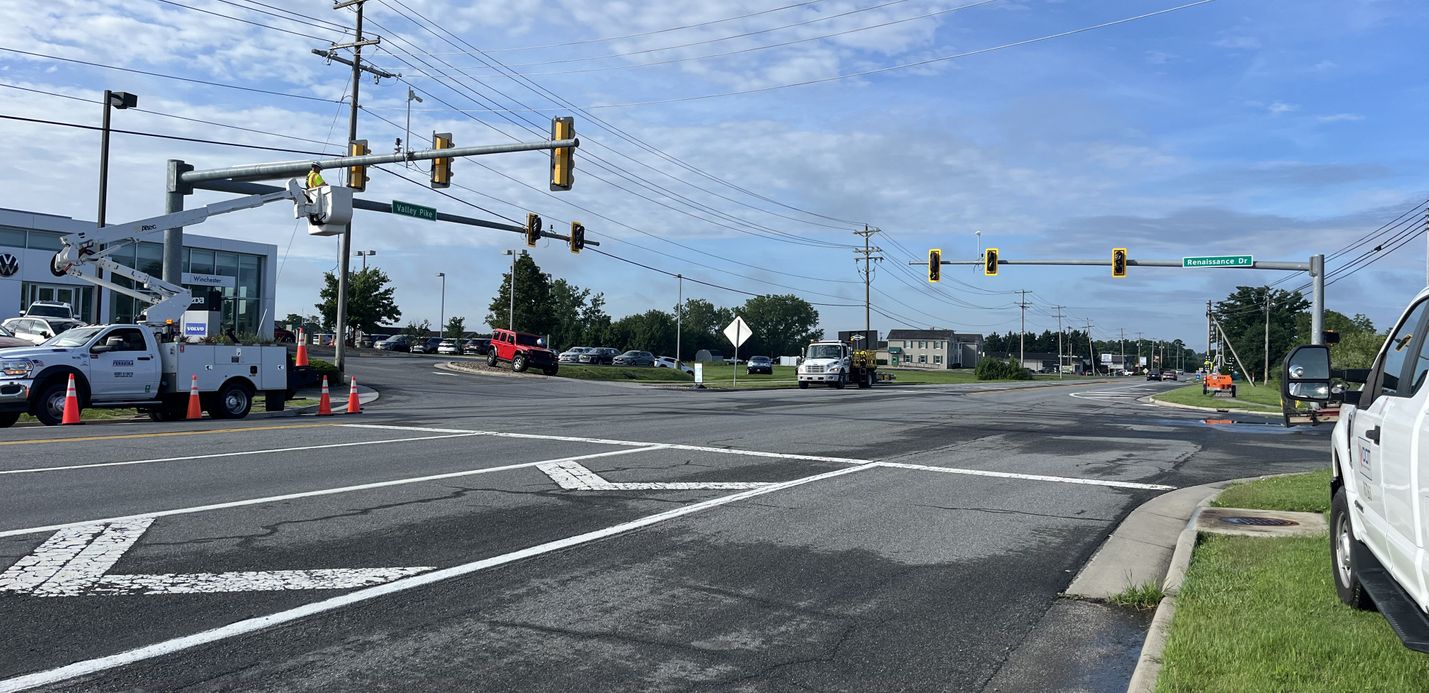 Route 11 (Valley Pike) and Route 873 (Renaissance Drive) intersection in Frederick Co