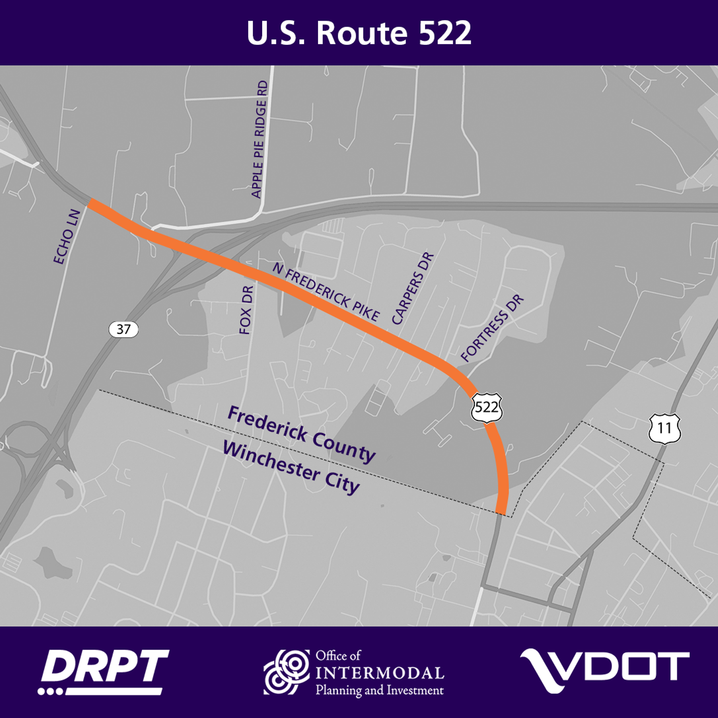 Project Pipeline - Route 522 Echo Lane to Winchester City Limits - Map