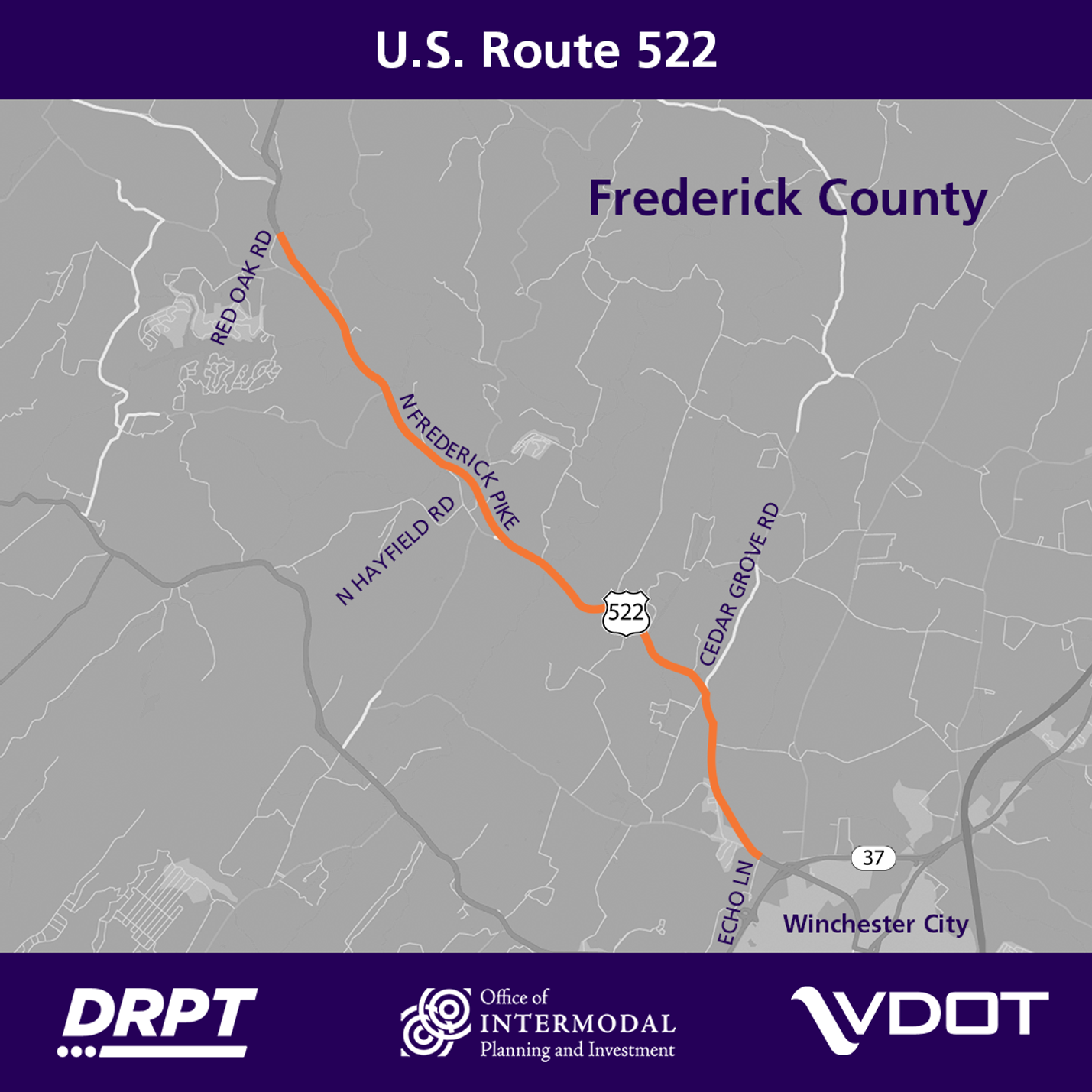 Project Pipeline - Route 522 Echo Lane to Red Oak Road Map