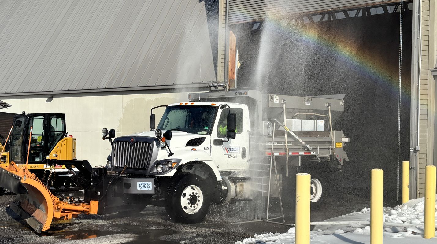 Washing salt and road grime off the trucks