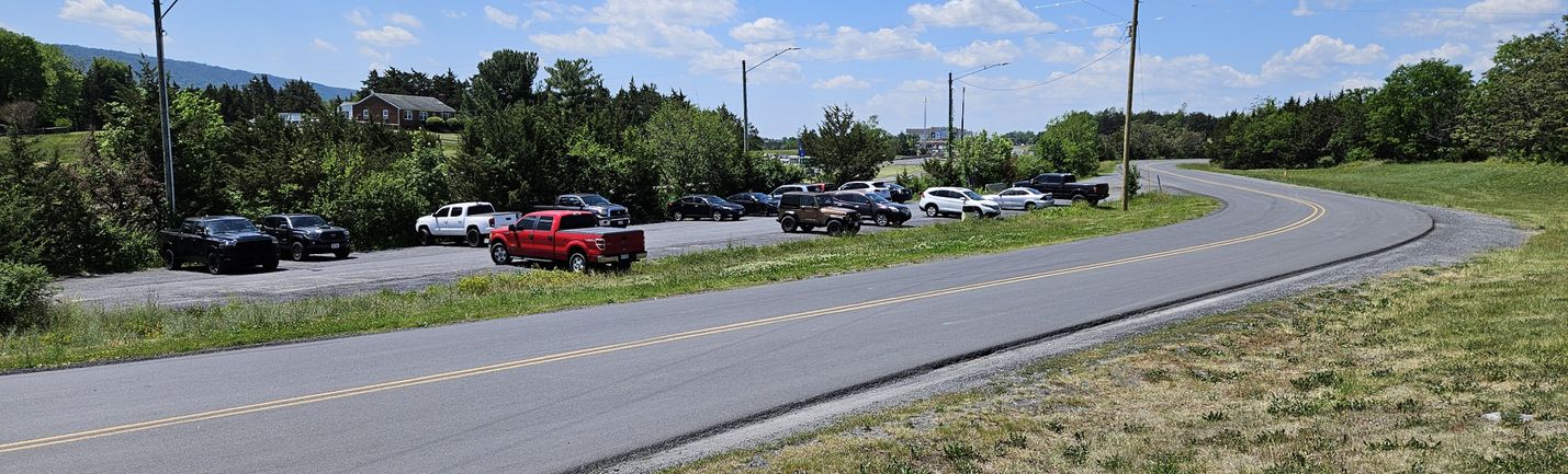 Cars parked at the Oranda Park and Ride lot in Shenandoah County