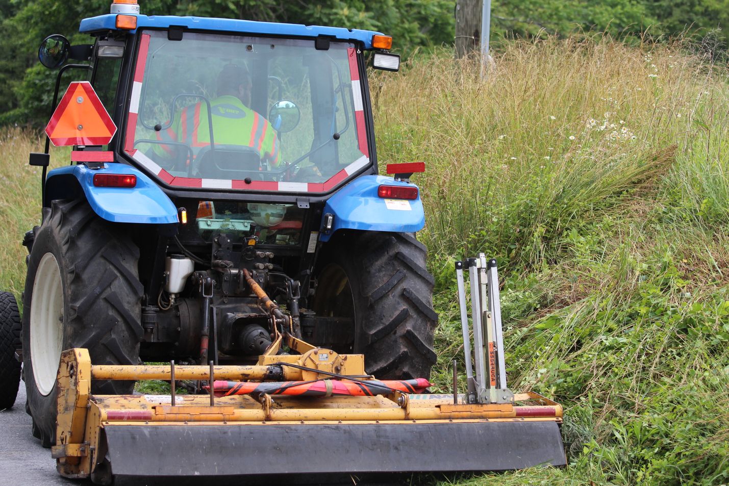 Mowing along a roadside