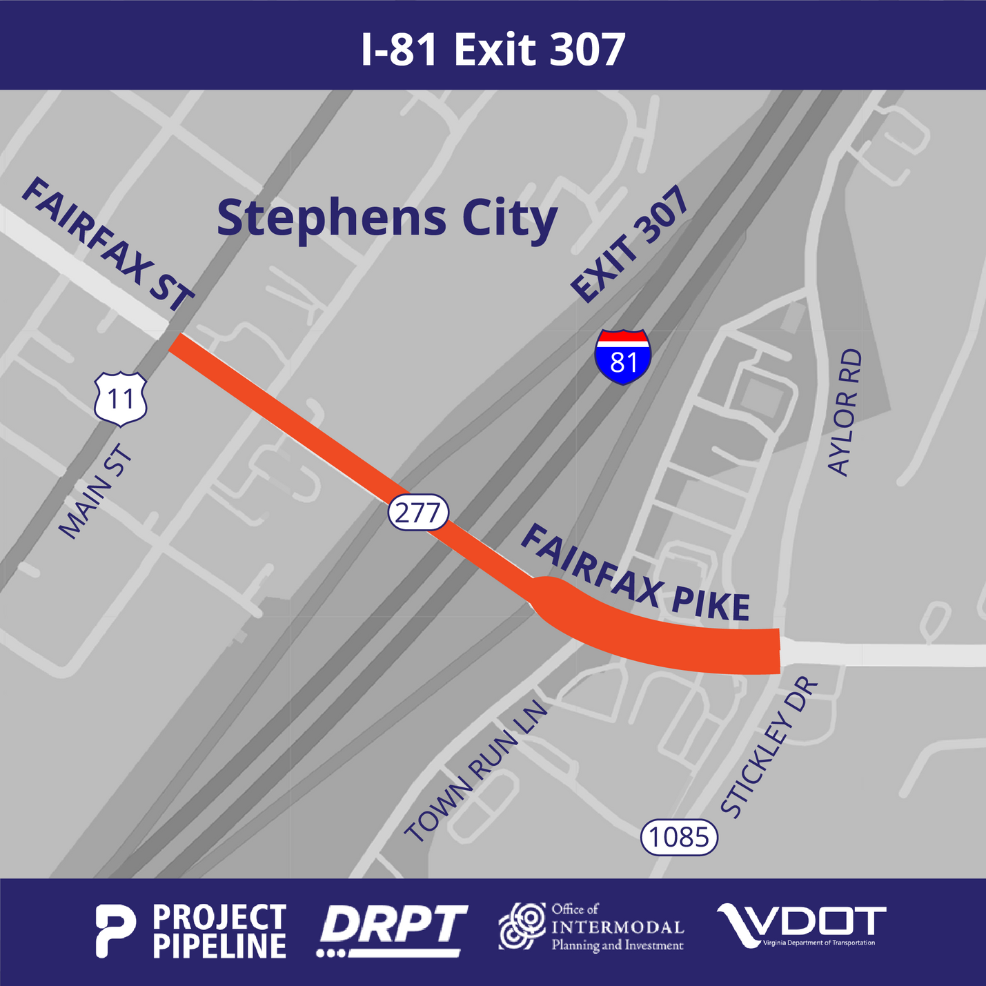 Pipeline Study Map Graphic of I81 Exit 307