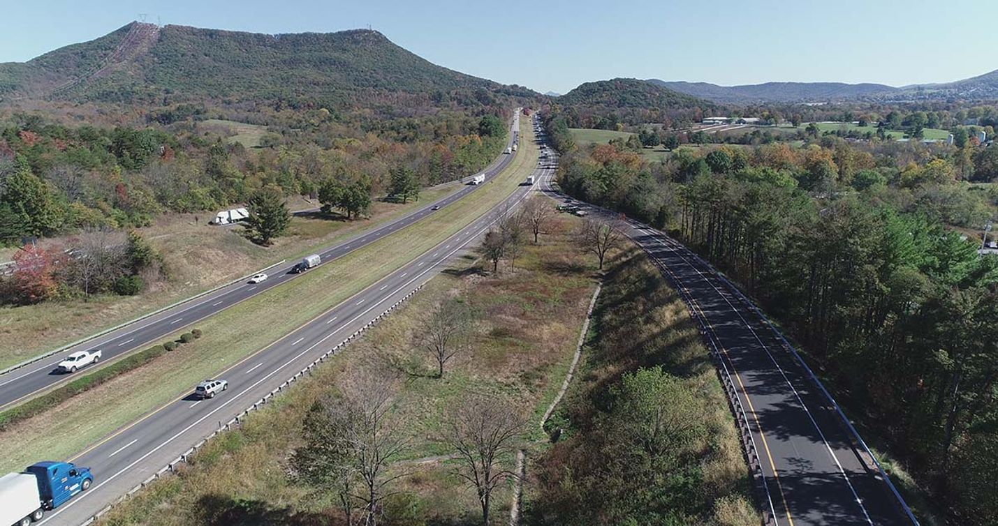 Aerial view of Interstate 81 Widening Exit 143 to 150