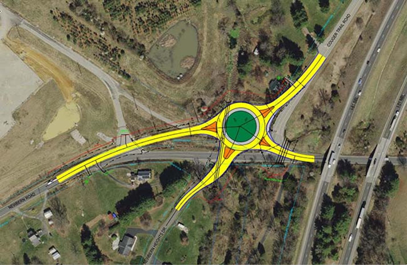graphic of roundabout at Newburn Road Pulaski County