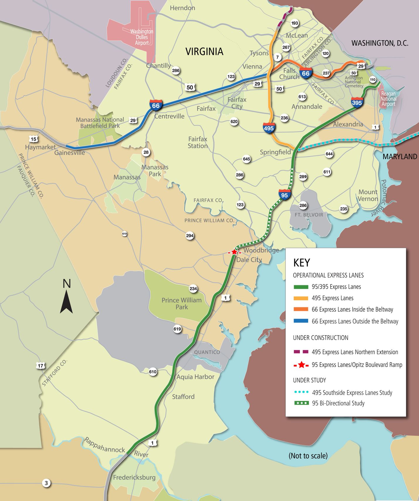 Northern Virginia Express Lanes Network Map (August 2023)