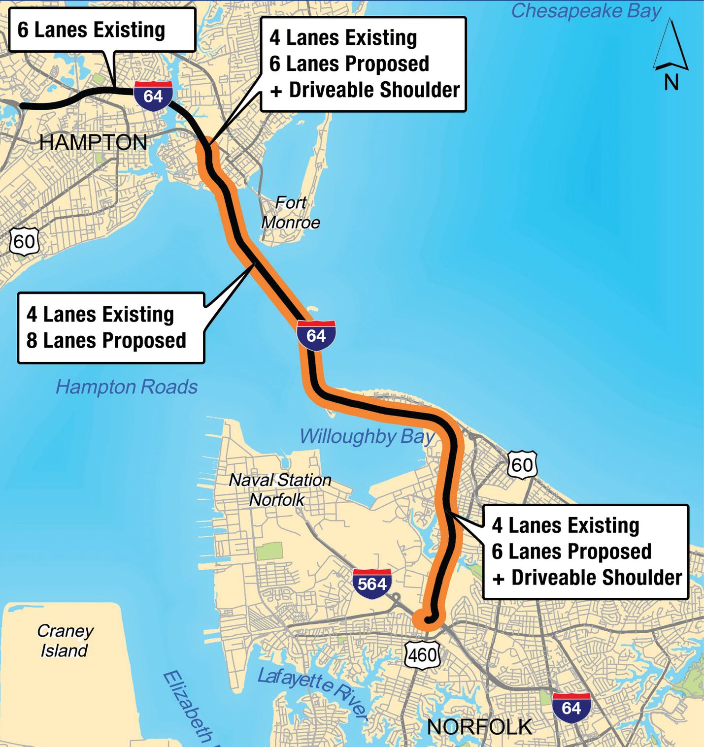 Project Map showing project corridor with callouts