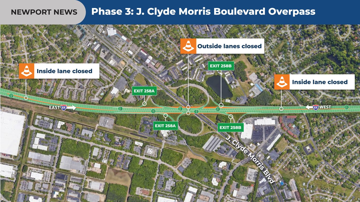Hampton Roads District | Traffic scheduled to shift to inside of I