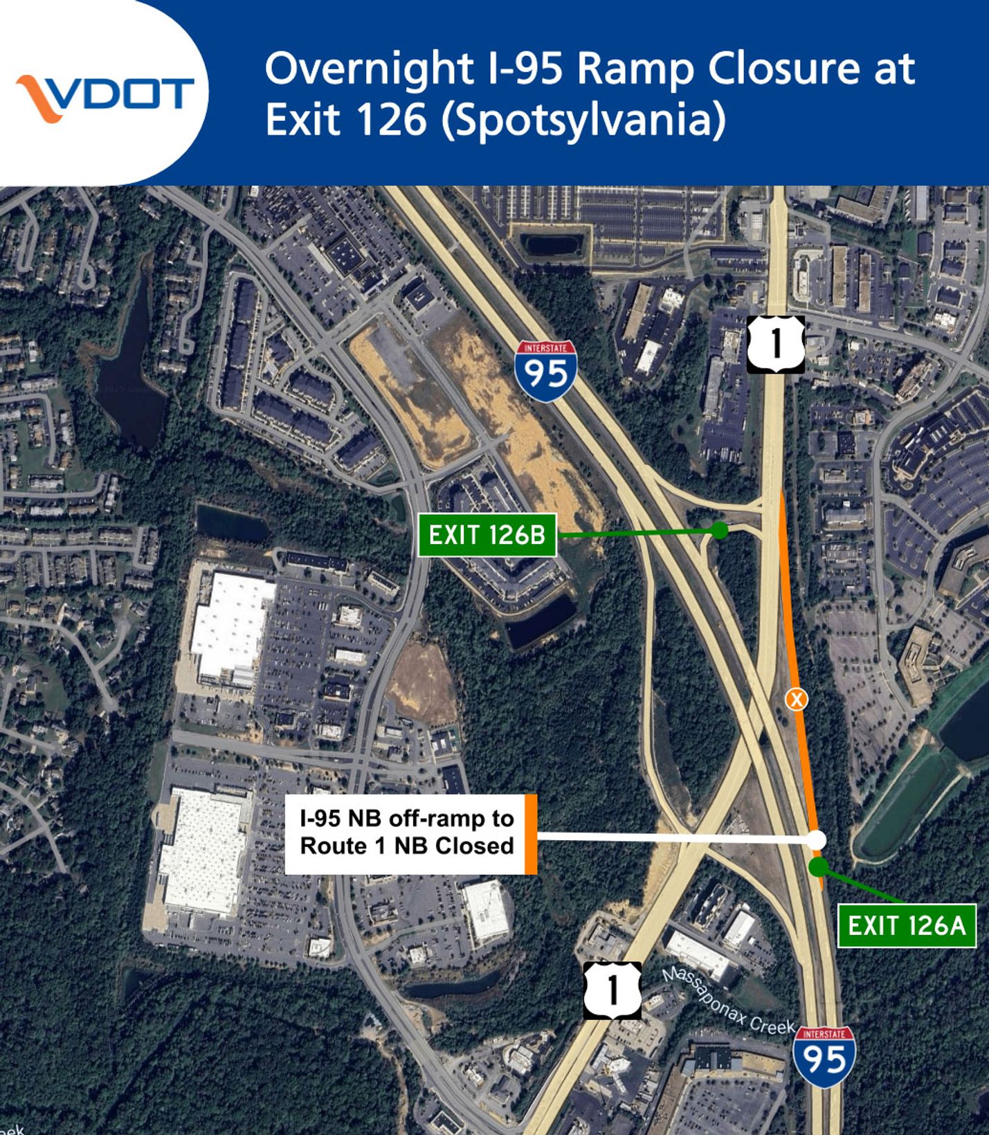 Fredericksburg District | I-95 off-ramp closure at exit 126 ...