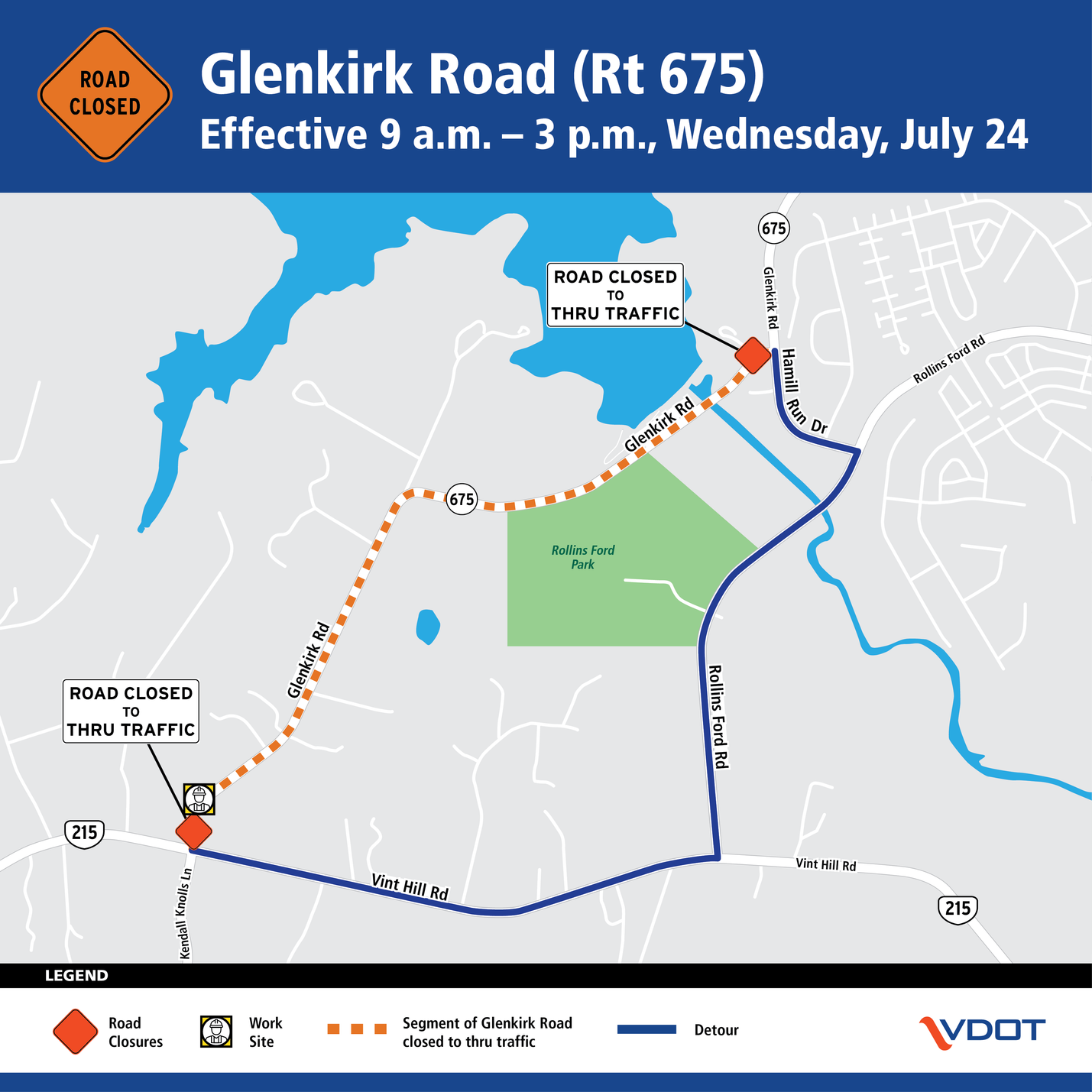 Northern Virginia District Glenkirk Road closed at Vint Hill Road in