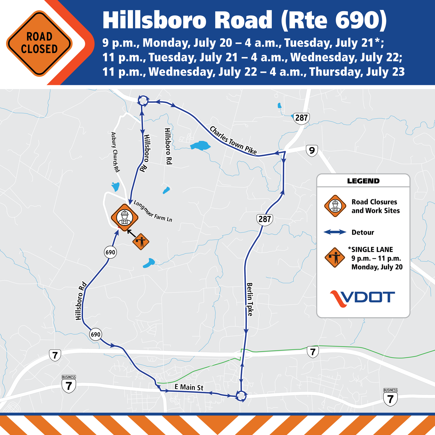 Hillsboro Road Closure and Detour Map July 2026