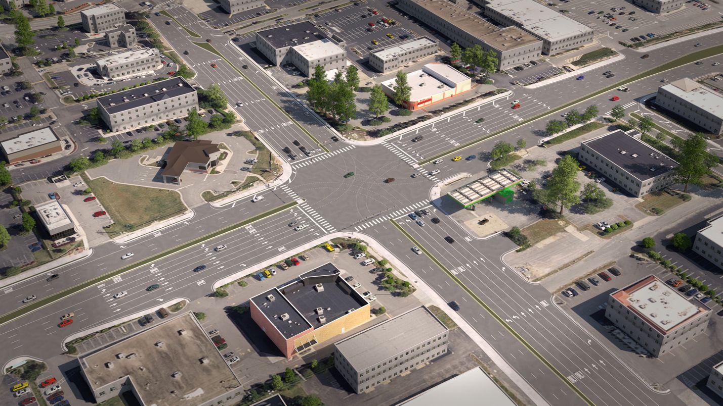 rendering of completed Laskin Road and First Colonial Road intersection as part of the Laskin Road Bridge Replacement and Widening project
