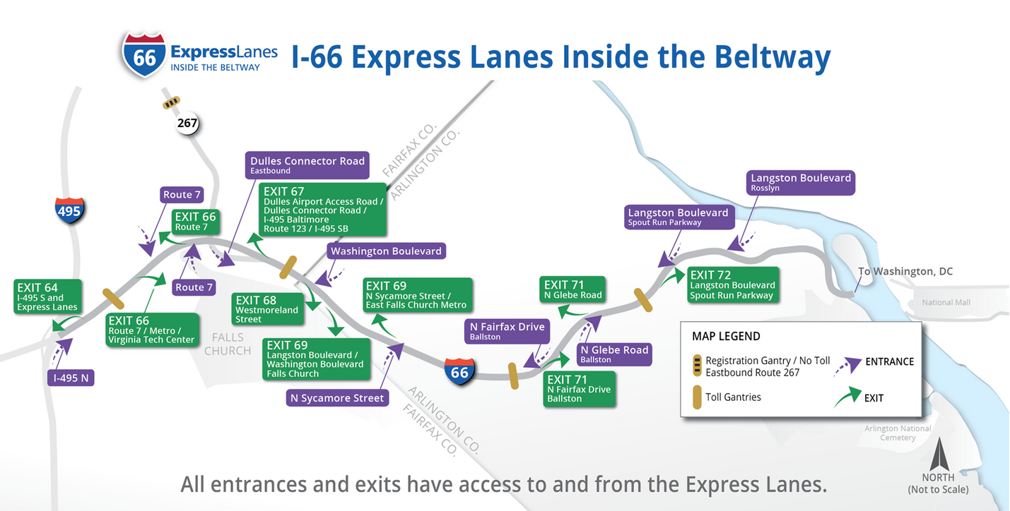 66 Express Lanes Access Map