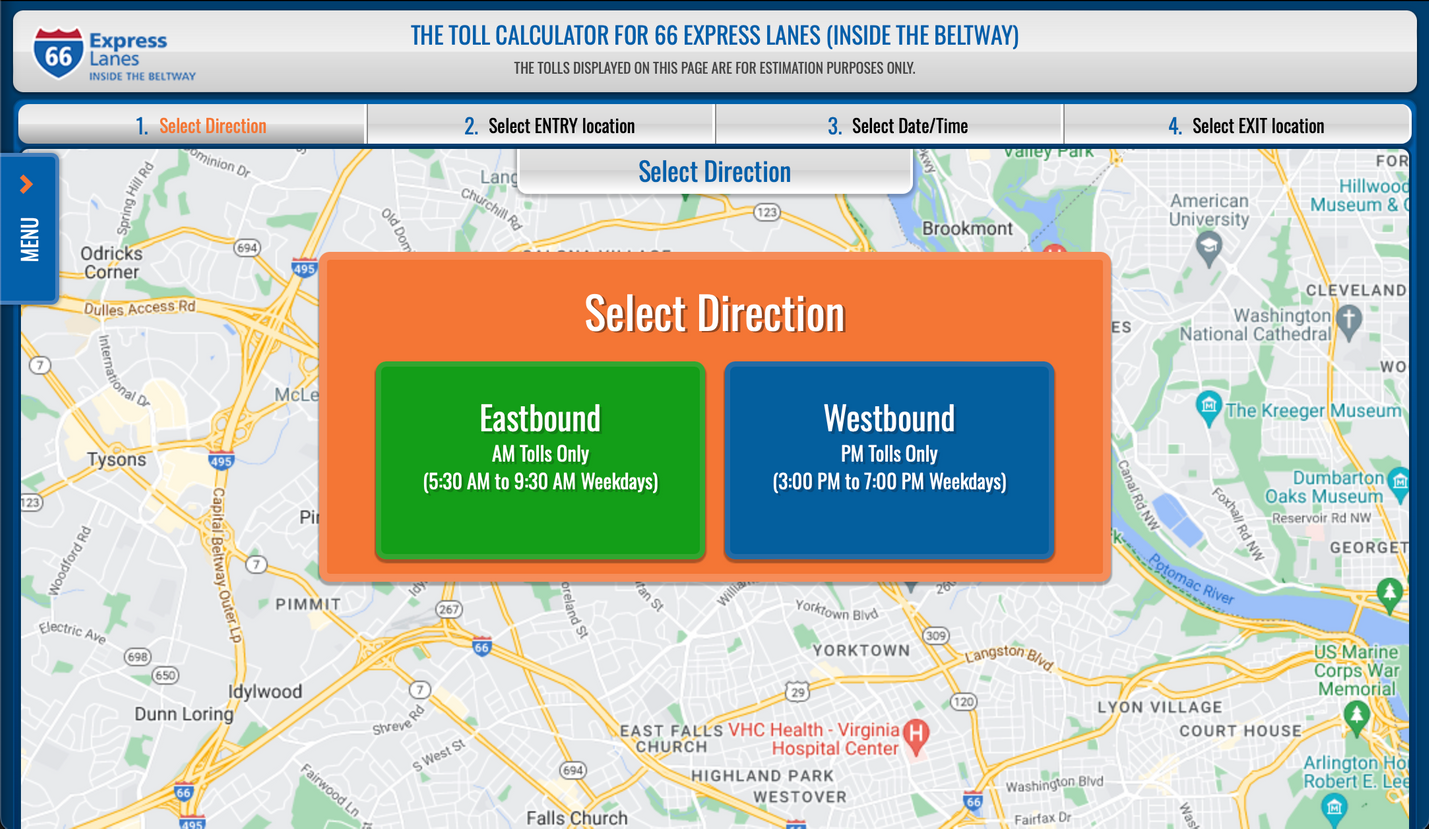 66 Express Lanes Toll Estimator