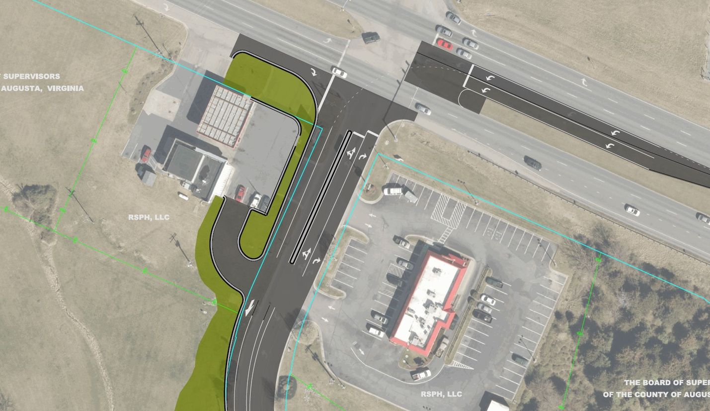Augusta County Route 901 (Mill Place Parkway) at Route 612 (Laurel