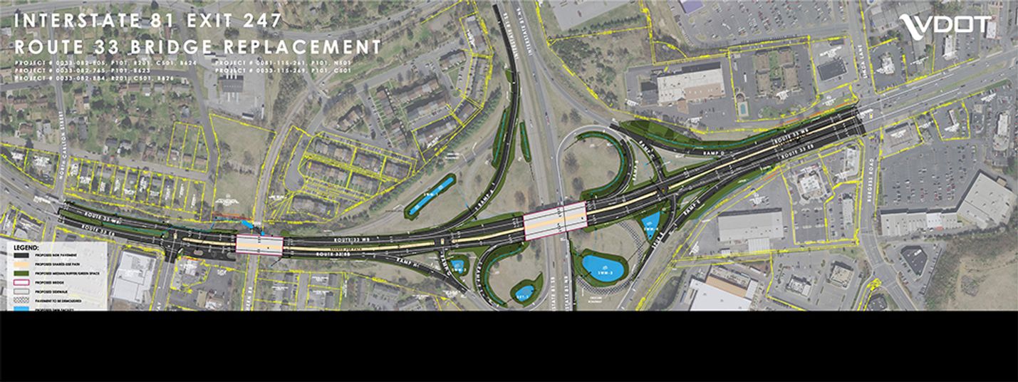 Harrisonburg City Interstate 81 Exit 247 ramps and Route 33 bridges