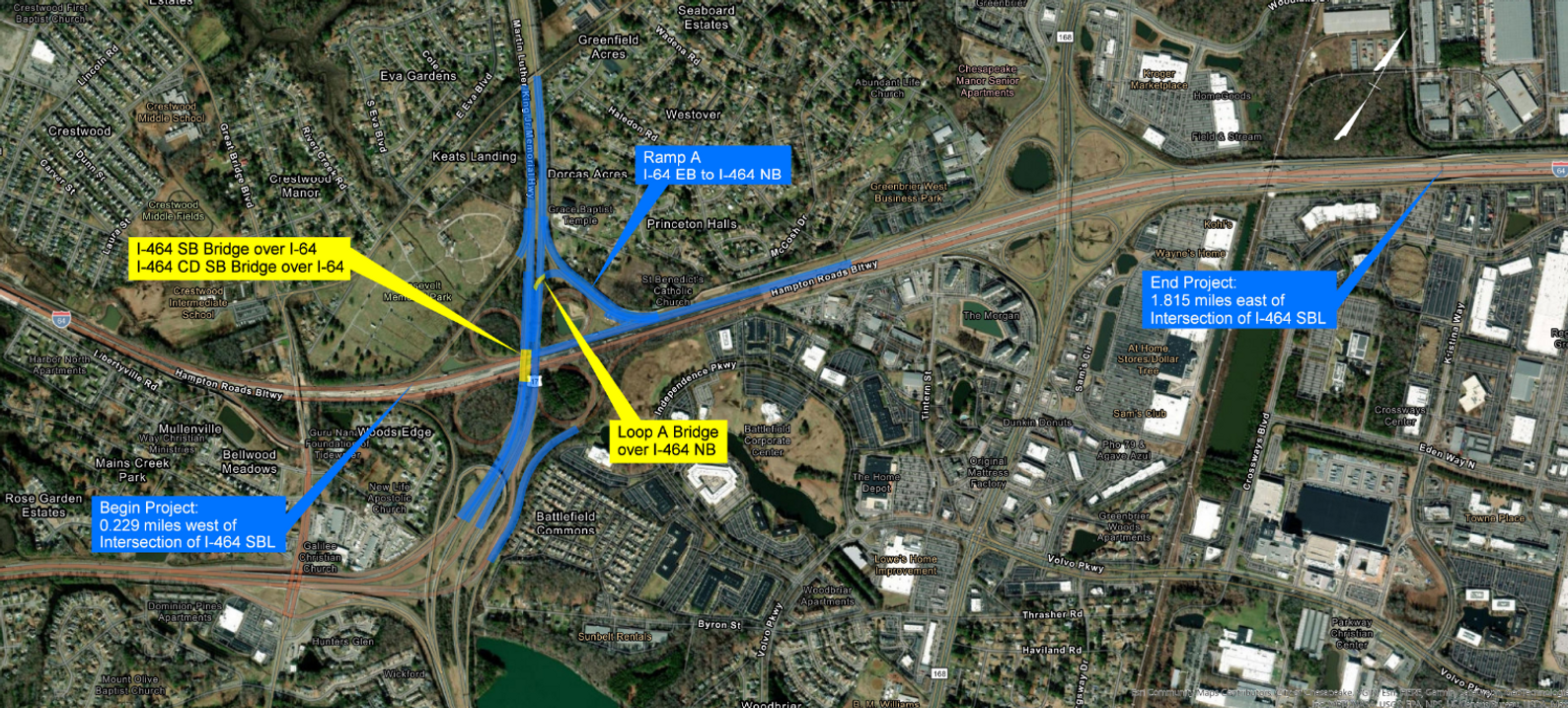 I-64/I-464 interchange Exit 291 ramp improvements | Virginia Department ...