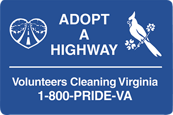 Adopt A Highway Virginia sign.