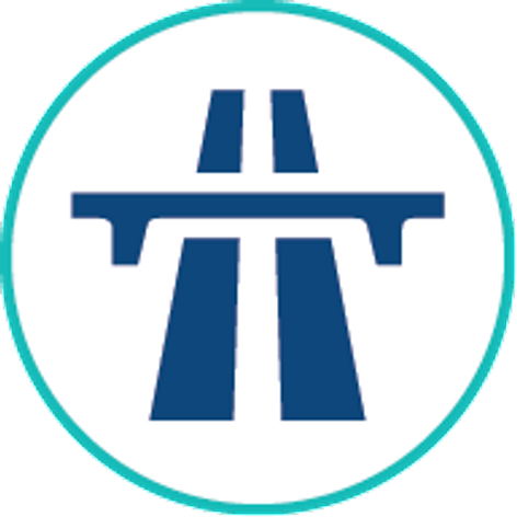 outlined icon of a blue bridge