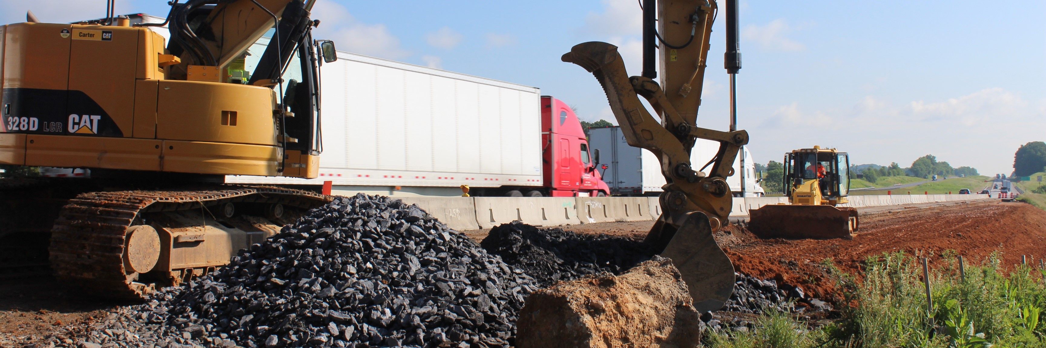 Construction work along an interstate highway