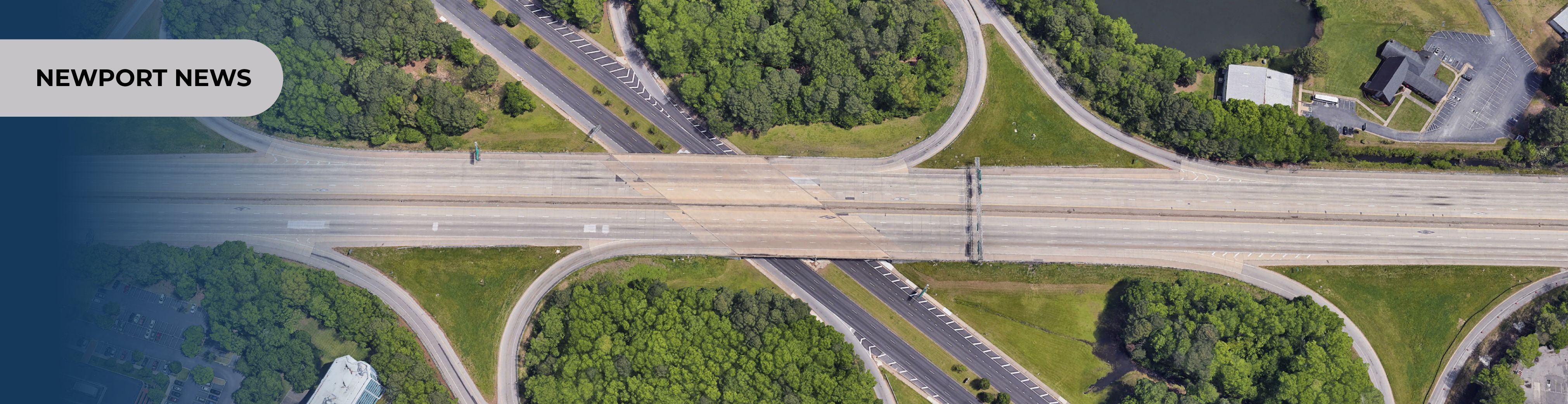 photo shows I-64 at the J. Clyde Morris Blvd. overpass