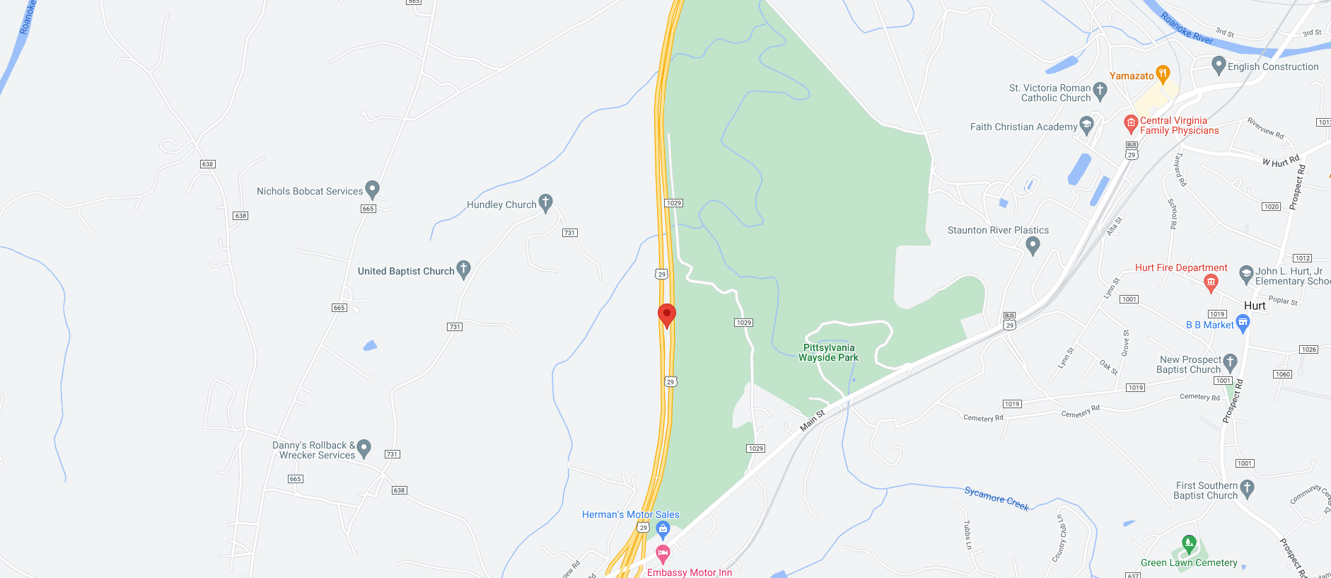 Route 29, Main Street, Towns of Altavista and Hurt Virginia